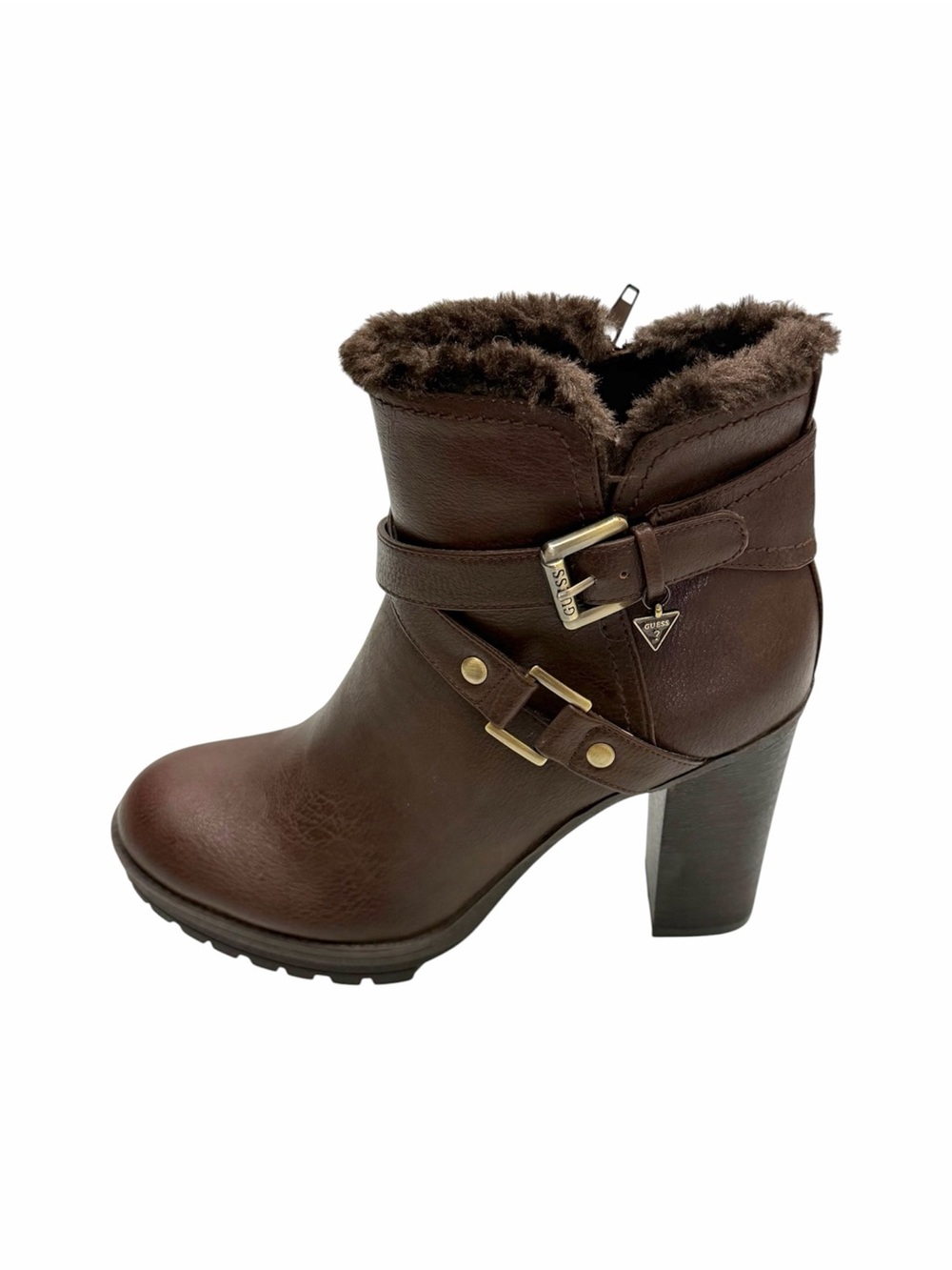 Guess Lace Up Faux Fur Wedge  Ankle High Boots Size 7.5M